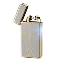 Cideros USB Rechargeable Double Electronic Pulse Arc Cigarette Lighter Windproof Flameless No Gas Cigar Lighter Ignition, Style 12