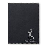 Large 9.5" X 12" Portfolio Notepad, Wheelchair Basketball, Personalized Engraving Included (Black with Silver)