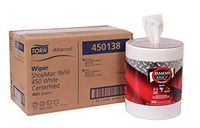 Tork Advanced 450138 ShopMax Wiper 450, Centerfeed Refill, 1-Ply, 9.9" Width x 13.1" Length, White (Case of 2 Boxes, 200 per Box, 400 Towels)