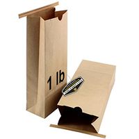 25 Pack of Mighty Gadget (R) Resealable Kraft Paper Poly-Lined Tin Tie Bags (1 lb) - 4 1/4” x 2 1/2” x 10 1/2”