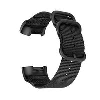 YOOSIDE Nylon Band Compatible with Fitbit Charge 3, NOTA Woven Nylon Band Strap with Metal Stainless Steel Ring Adjustable Wristband for Fitbit Charge 3 / Fitbit Charge 3 SE (Black)