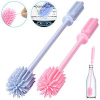 2 Pack Silicone Bottle Brush, BPA Free Long Handle Cleaner for Hydroflask, Narrow Neck Bottle, Baby Bottles, Sports Bottle, Wine Bottle, Vase, Glassware, for Home Kitchen Use