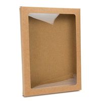 Kraft Paper Window Box with Attached PET Sheet | 25 Boxes | 5 x 7/8 x 7 | Protects Stationary, Cosmetics, Treats, Favors | Acid Free & Archival Safe | WKRG266