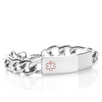 StickyJ USA Mens Figaro Medical Alert Bracelet 8.5 inch w Free Engraving