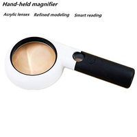 Handheld 5X Illumination Magnifier Assisted Mirror 20X with LED Light HD Lens for Book Reading, Jewelry Identification, Watch, DIY Crafts Engraving and Repair, White, 83*83mm LIXFDJ Vision Assisted Ma
