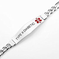 Personalized Engraved Stainless Steel Medical Alert Figaro Link ID Bracelet Customized Free - Ships from USA