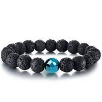Elastic Lava Stone Diffuser Bracelet Women Genuine Lava Stone Diffuser Bracelet Cat`s Eye Stone Bracelet Clam Lava Bracelet Relief Stress Bracelet for Women/Men