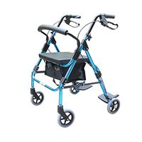 GYZ GY Elderly Walker, Standing Armchair Shopping Cart Trolley Folding Handbrake with Seat Carrying Capacity 150 Kg, Blue Medical Supplies (Color : There are Pedals)