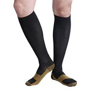 Bcurb Graduated Compression Socks Women and Men - Best Medical, Nursing, Running, Fitness, Sports, Travel & Flight Sock - Over The Calf Below Knee High (Black/Copper - 1 Pair, XXL)