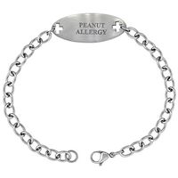 Surgical Stainless Steel Medical Alert Peanut Allergy Bracelet 9/16 inch Wide, up to 9 inch Long