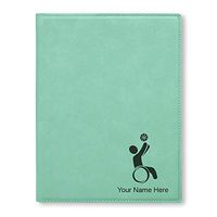 Small 7" X 9" Portfolio Notepad, Wheelchair Basketball, Personalized Engraving Included (Teal)