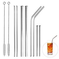 Reusable Stainless Steel Drinking Straws - Set of 8 Assorted Metal Straws 2 Straight and 2 Bent for 20oz 30oz Tumbler, 2 Extra Wide Smoothie Straw, 2 Short for Cocktail Martini Kids by ELITEA (Silver)