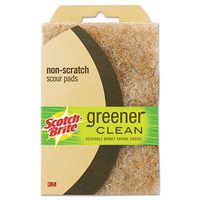 "Greener Clean Non-Scratch Scour Pad, 4 x 6, Natural, 2/Pack"