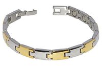 Gold and Silver Magnetic Therapy Link Fashion Bracelets for Men and Women, Healing Magnets for Sports, Golf, Hairstylist, Arthritis, Carpal Tunnel (Silver and Gold, 8.75 Inches)