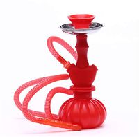 Arabian High Quality Hookah Finished Set - Silicone Hookah Set Pipe + Clip + Smoke Pot + Bottle + Plate Hookah Shisha,Red