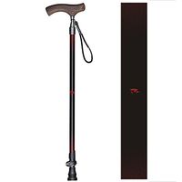 XIHAA T Handle Aluminum Walking Stick Quick Locking Adjustable Ultralight Old Man Non Slip Durable Cane,Red