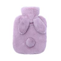 Healifty Hot Water Bottle Cute Hot Water Bag with Rabbit Plush Fur Stuffed Animal Cover (Purple)