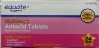 Children's Antacid Tablets, Upset Stomach Reliever, 24ct, By Equate