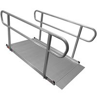 6' Aluminum Wheelchair Entry Ramp & Handrails Solid Surface Scooter Mobility Access