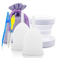 Comfortable Women Menstrual Cup Set- Feminine Period Copa Menstrual Organic Flexible Menstrual Cup Cleaner (White)