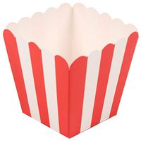 JAM PAPER Popcorn Box - 3 x 3 - Red Striped - 10/Pack
