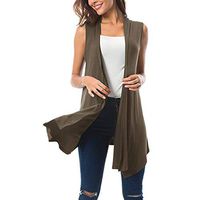 Amlaiworld Women Plus Size Tops Sleeveless Draped Open Front Cardigan Vest Asymmetric Hem Summer Tunic Shirt Dark Gray