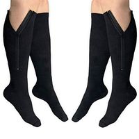 HealthyNees 2 Pairs Set Closed Toe 20-30 mmHg Zipper Compression Fatigue Swelling Circulation Knee Length Socks (2XL - 2 Pairs Black)