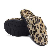 V.Step Cozy Velour Slippers with Arch Support Orthotic Sandals for Flat Feet Plantar Fasciitis, Leopard Print, Women 5/Men 4