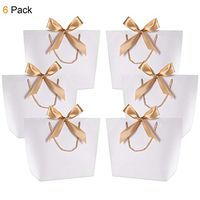 Gift Bags with Handles- WantGor 14.2x10.2x4.3inch Paper Party Favor Bag Bulk with Bow Ribbon for Birthday Wedding/Bridesmaid Celebration Present Classrooms Holiday(White, Large- 6 Pack)