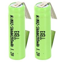 2x Exell 2/3AAAA NiMH 200mAh 1.2V Flat top Rechargeable Battery with Tabs