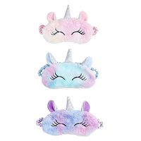 MEABEN Set of 3 Sleep Eye Masks Plush Unicorn Sleeping Eye Covers Soft Blindfold Eyeshade Covers Cute Eyepatch for Women Girls Kids Travel Nap Night Sleeping