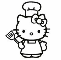HELLO KITTY CHEF SANRIO LOGO VINYL STICKERS SYMBOL 5.5" DECORATIVE DIE CUT DECAL FOR CARS TABLETS LAPTOPS SKATEBOARD - BLACK