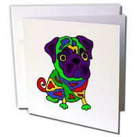 3dRose Funny Colorful Pop Art Pug Puppy Dog Original - Greeting Card, 6" x 6", Single (gc_243539_5)