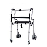HANGER Walking Auxiliary Tools - Height Adjustable Four Corners Support Thicken Aluminum Healthcare Folding Lightweight Aluminium Leather Waterproof Seat Walking Frame with Wheels, A