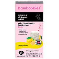 Bamboobies Morning Sickness Drink Mix | 20 Packets | Lemon Ginger | Relieves Nausea and Upset Stomach | Organic, Non GMO, Vegan, Gluten Free