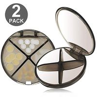 MEACOLIA 2 PCS Travel Pill Box Case for Purse Pockets Portable Small Pill Organizer Case Medicine Storage Container to Hold Vitamins, Fish Oil, Supplements (Black)