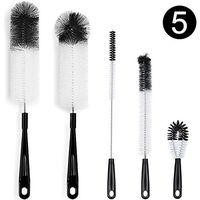 ALINK 5-Pack Bottle Cleaning Brush Set - Long Handle Black Bottle Cleaner for Washing Narrow Wine/Beer Bottles, Thermos, HydroFlask Tumbler, S’Well, Sports Water Bottles, Kettle/Lid Brush, Straw Brush