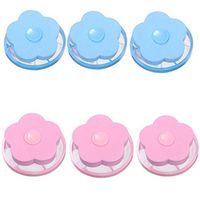 6pcs Household Reusable Washing Machine Fluffy mesh Bag Portable Washing Machine lint Catcher Hair Filter Bag Laundry net(3 Pink,3 Blue)