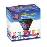 Read Right Paper Clips, Plastic, Large (1-3/8"), Assorted Colors, 200/ Box