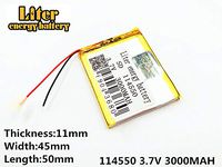 3.7V 3000mAh 114550 Lithium Polymer Ion Rechargeable Battery Lithium Polymer Li-Po Battery for MP4 GPS MP3 Bluetooth Stereo DIY Gift