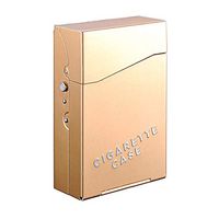 Metal Cigarette Case Solid Magnetic Flip Top Closure Cigar Hard Box Holder for 20 Cigarettes (Gold)
