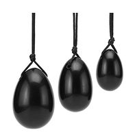 PESOENTH Jade Yoni Egg Massage Stone Set for Women Natural Obsidian Yoni Eggs Healing Stones to Train Pelvic Muscles Kegel Exercise,3 Size in Gift Box