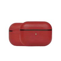 J.SPG AirPods Pro Case, Premium Genuine Leather Portable Shockproof Protective Cover for Apple AirPods Pro Earphones Charging Case (Front LED Visible) Support Wireless Charging,Red