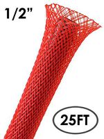Electriduct 1/2" PET Expandable Braid Sleeving Flexible Wire Mesh Sleeve - 25Ft (Red)