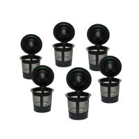 6 Pcs Reusable K Cups Coffee Maker, Universal Fit Reusable Coffee Filters with Food Grade Stainless Steel Mesh Eco-Friendly Coffee Pods for Easy To Use Refillable Single Cup Coffee Filters (Black , 6Pcs )