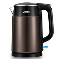 Electric Kettle, VOSEN Electric Tea Kettle 1.7L Double Wall Stainless Steel, BPA Free Cool Touch Kettle with Auto Shut-Off & Boil Dry Protection, 1500W Fast Boiling