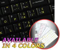 SWISS KEYBOARD STICKER WITH YELLOW LETTERING TRANSPARENT BACKGROUND FOR DESKTOP, LAPTOP AND NOTEBOOK