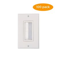 Buyer's Point Brush Wall Plate [UL Listed], Decora Style, Cable Pass Through Insert for Wires, Single Gang Cable Access Strap, Wall Socket for HDTV, HDMI, Home Theater Systems (100 Pack, White)