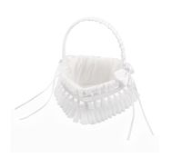 Antrader Wedding Heart Shape Flower Girl Basket Bowknots Decor Sweet Romantic Petals Storage Basket White