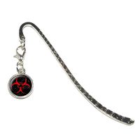 Graphics and More Biohazard Warning Symbol Red Zombies Distressed Metal Bookmark Page Marker with Charm (Charm_Book_0078)